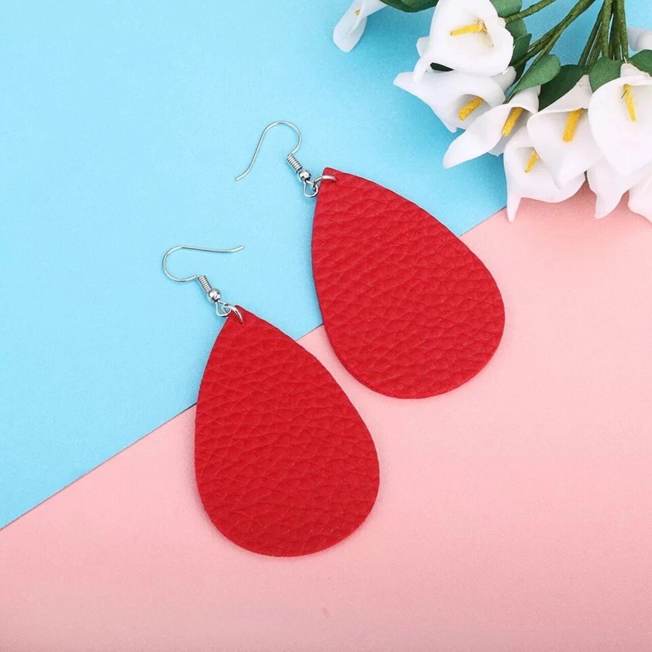 Waterdrop Leather Earrings Boho Hook Drop Dangle Jewelry